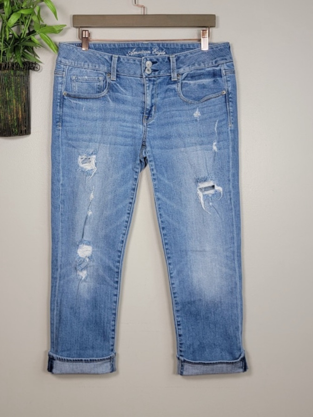 American Eagle Artist Crop Distressed Jeans AE 12